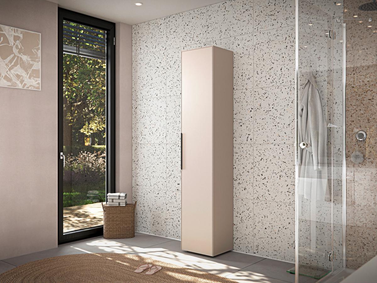 Hochschrank Vaduz Kaschmir, B: 38cm - Kaschmir/Schwarz, Trend, Holzwerkstoff (38/192/30cm)