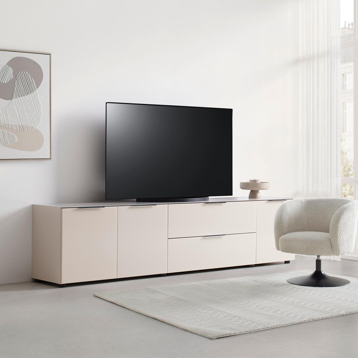 NÍZKÁ KOMODA SIENA -EXKLUSIV- - černá/kašmírová, Moderní, kov/kompozitní dřevo (226/55/40cm) - Mömax
