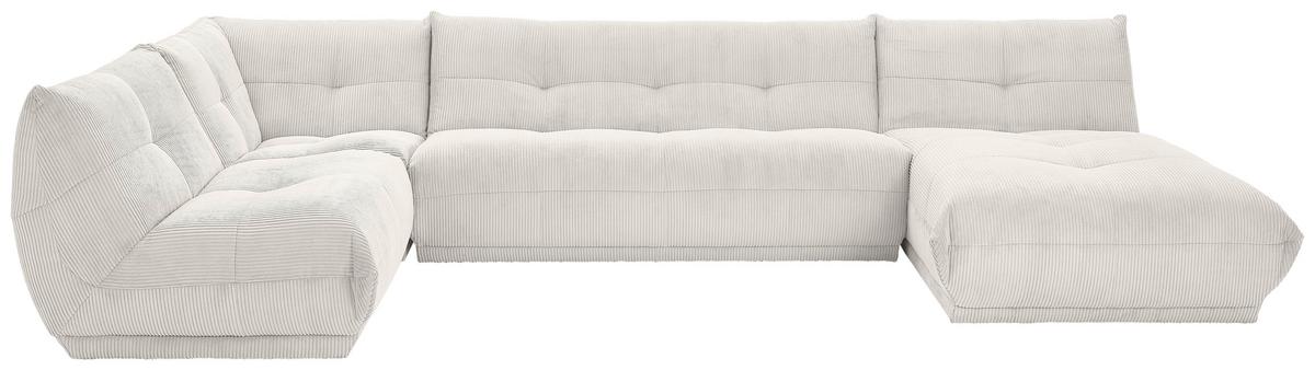 Wohnlandschaft Giselle Weiß Cord - Weiß, Trend, Textil (210/390/185cm) - Livetastic