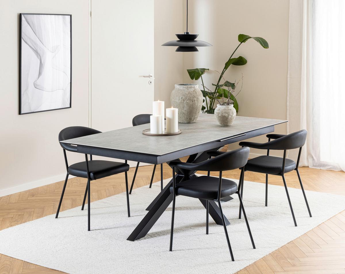 Esstisch Ausziehbar Heaven 200-240x100x76cm Schwarz/grau - Schwarz/Grau, Trend, Keramik/Metall (200-240/100/76cm) - MID.YOU