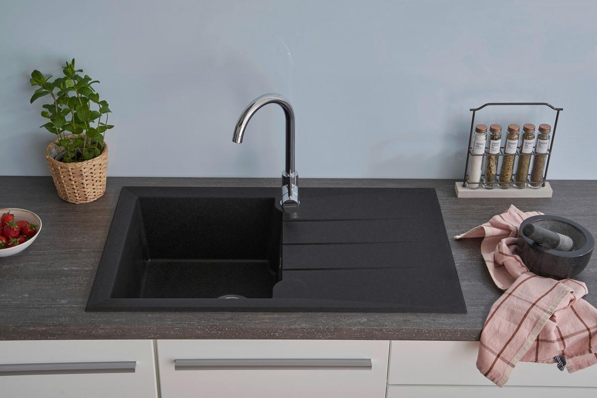 Spüle Respekta Spüle Alineo 81x50 - Schwarz, Trend, Stein (81/21/50cm) - Respekta