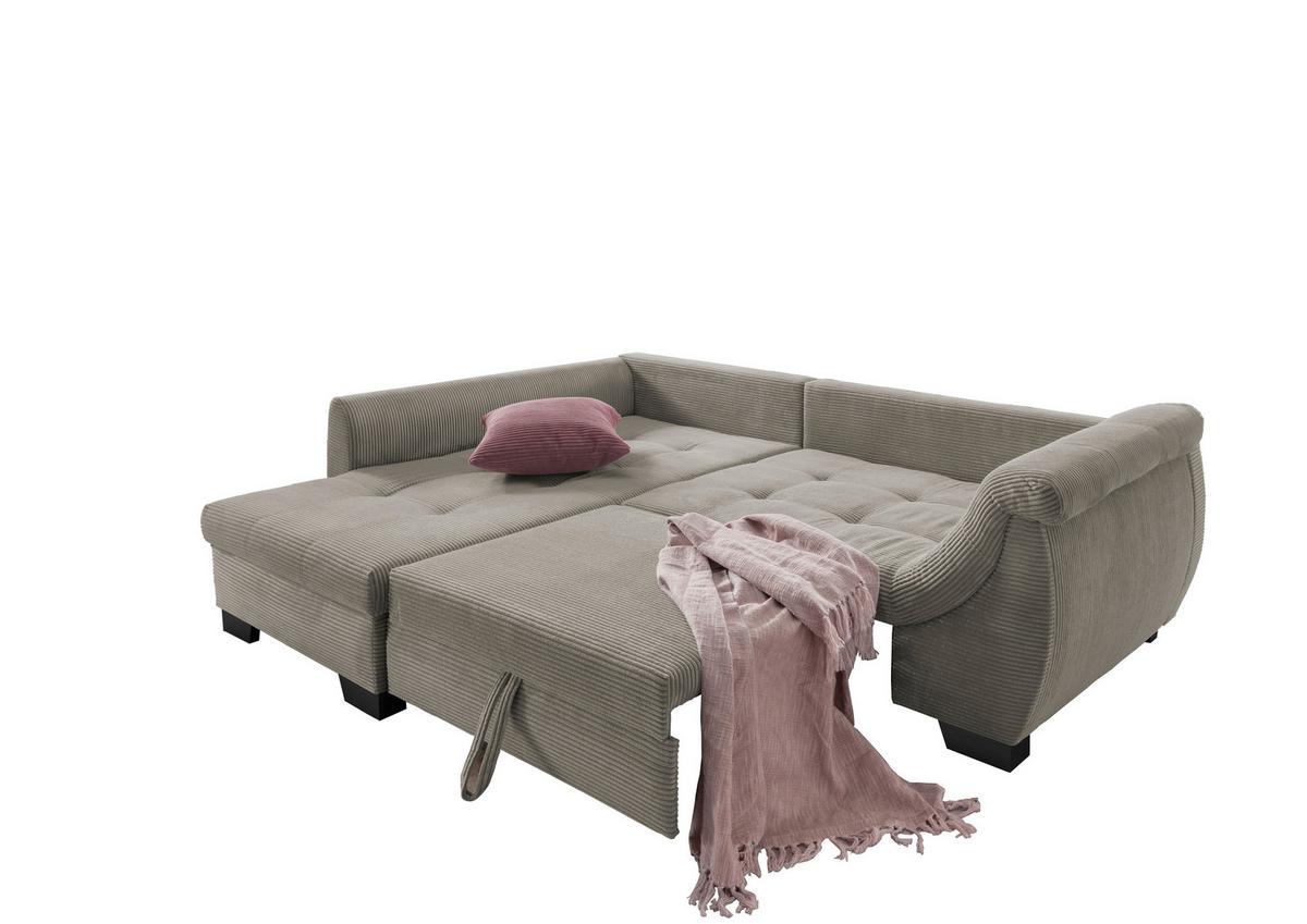 Ecksofa mit Schlaffunktion Flora Graubraun Cord - Koralle/Graubraun, Design, Textil (190/250cm) - MID.YOU