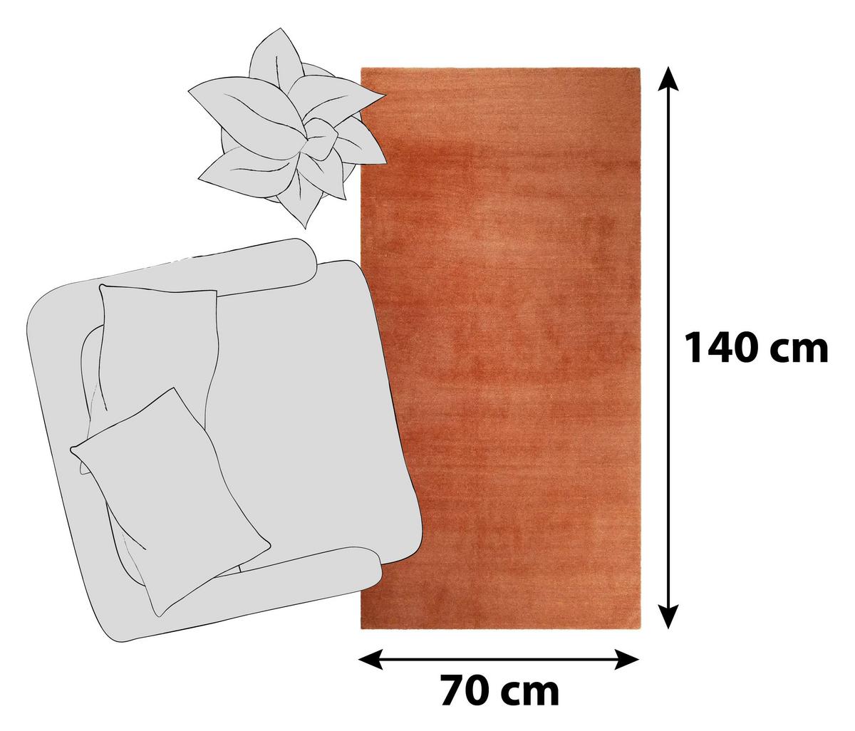 Hochflor Teppich Orange Loft 70x140 Cm - Orange, Basics, Textil (70/140cm) - Esprit
