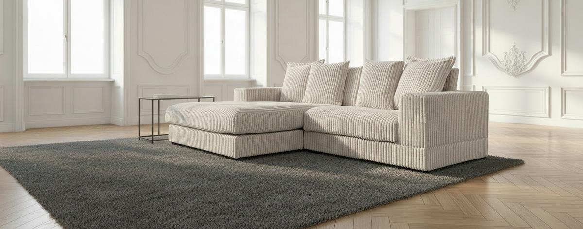 Ecksofa Funny - Hellgrau/Schwarz, Design, Textil (195/285cm) - MID.YOU