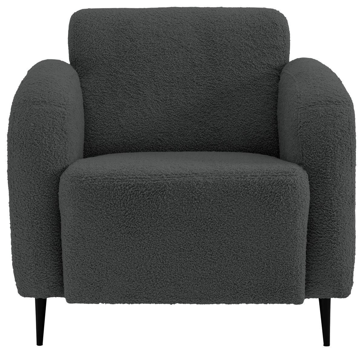 Polstersessel Mit Armlehnen Marone Teddystoff Anthrazit - Anthrazit/Schwarz, MODERN, Textil (85/76/90cm) - Livetastic