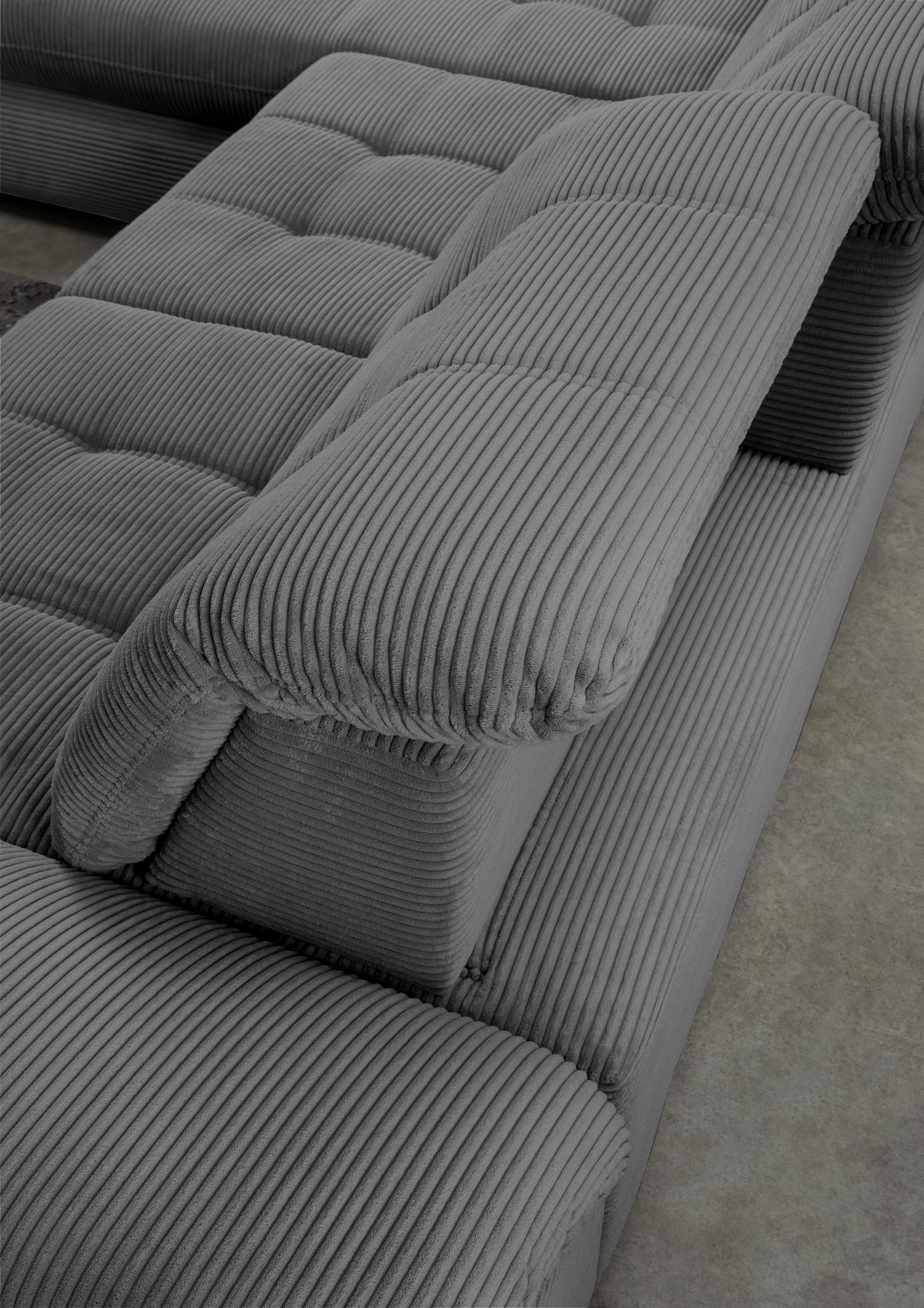 Ecksofa mit Schlaffunktion & Bettkasten Rigatti Grau - Schwarz/Grau, MODERN, Textil (184/314cm) - Livetastic