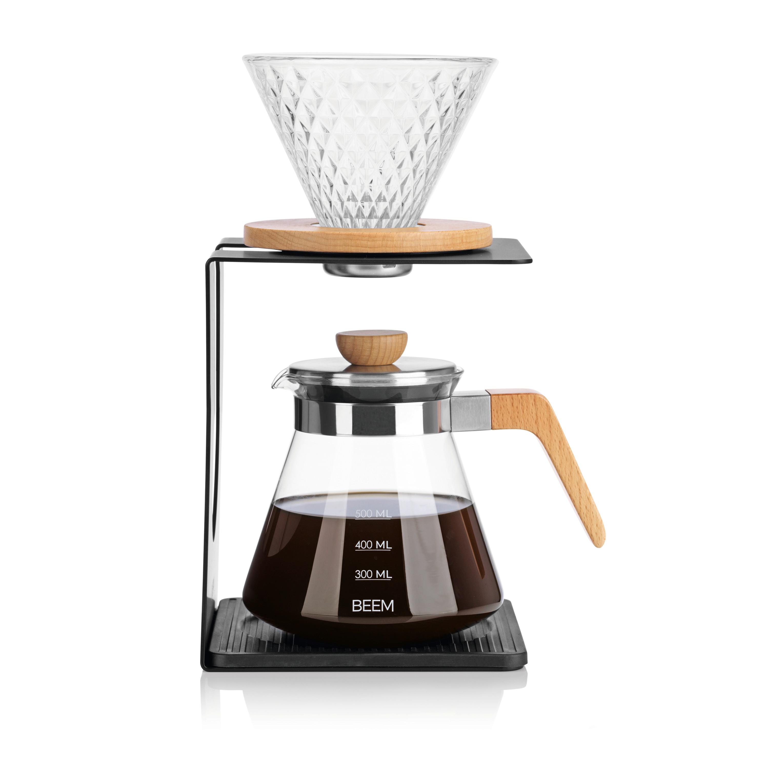 French Press Pour Over Set inkl. Kaffeefilter, Glaskanne - Schwarz, Basics, Glas (14/26,5/19cm) - Beem