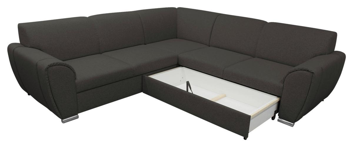 Ecksofa Delux Anthrazit Mit Schlaffunktion Ottomane Rechts - Anthrazit/Silberfarben, Design, Textil (266/266cm) - Livetastic