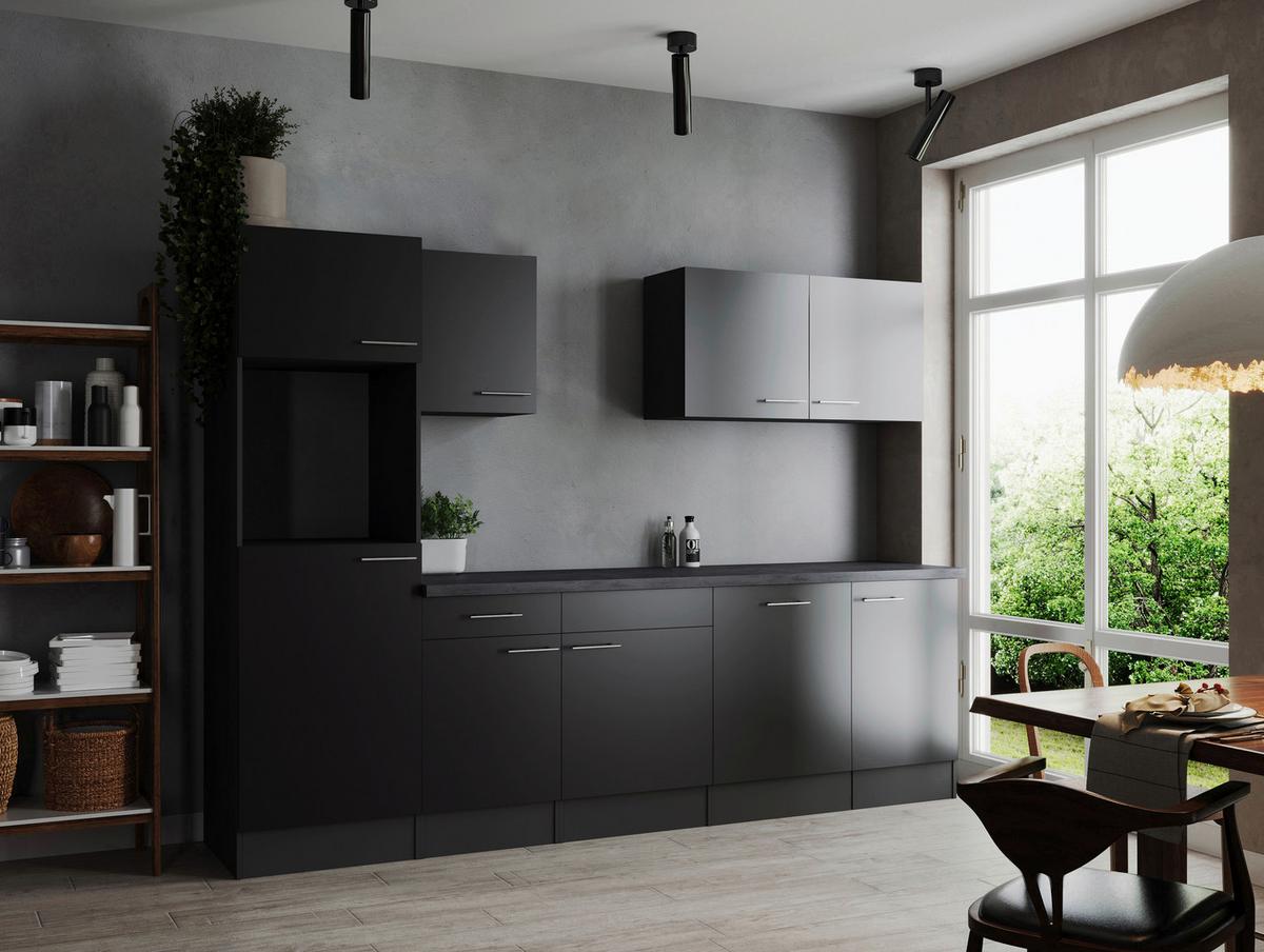 Küchenleerblock Oliver Grau, Schwarz B: 280 Cm - Schwarz/Grau, Design, Holzwerkstoff (280cm) - Respekta