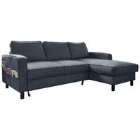 Ecksofa Molly Dunkelblau S: 228x148 cm - Schwarz/Dunkelblau, Textil (228/148cm) - MID.YOU