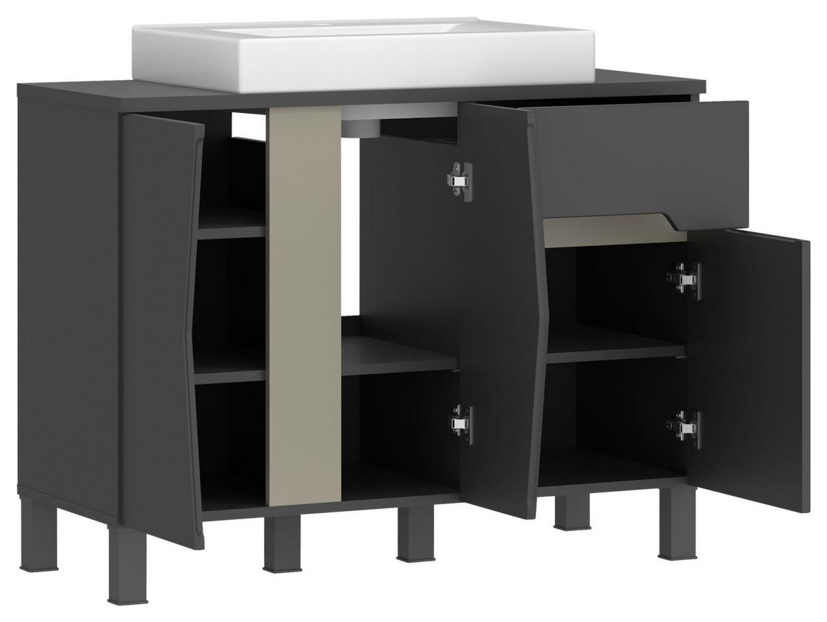 Waschtischkombi Manhattan Man Lu2 - Anthrazit/Weiß, MODERN, Keramik/Holzwerkstoff (100cm) - Luca Bessoni