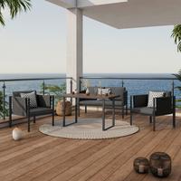 Lounge Garnitúra Padua - natúr színű/fekete, Modern, műanyag/fa - Beldano