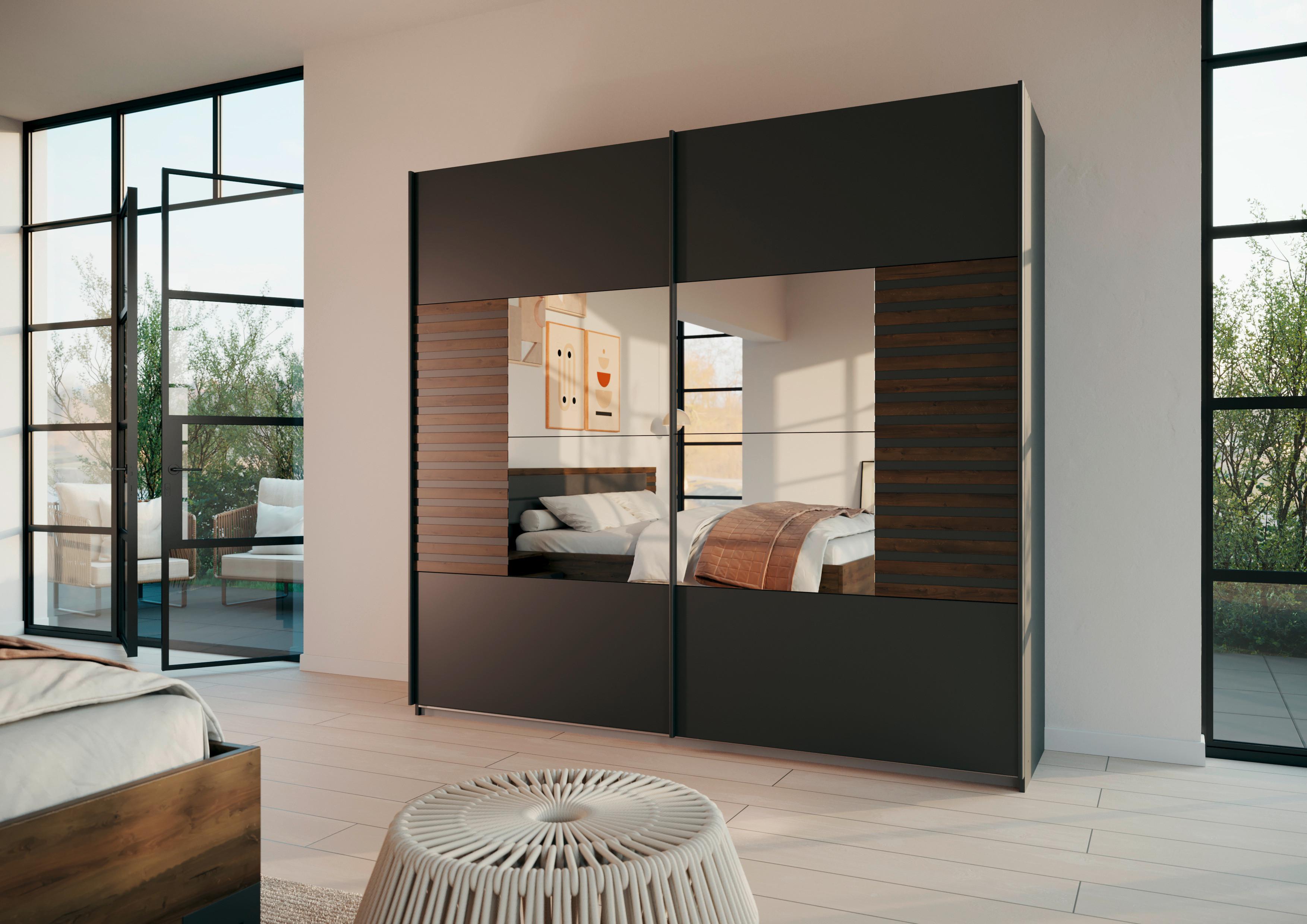 Schwebetürenschrank Barea Dunkelgrau Eiche Dekor - Eiche dunkel/Dunkelgrau, MODERN, Holzwerkstoff (226/210/62cm) - Rauch Möbel