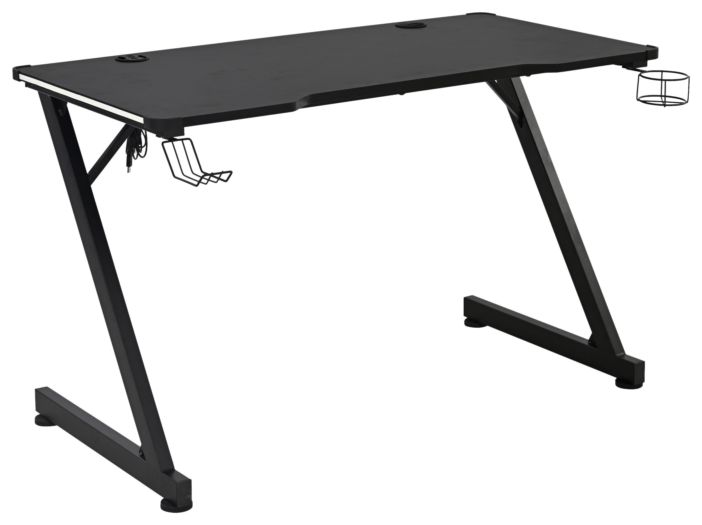 Gamingtisch Gerald Schwarz B: 120 cm - Schwarz, Trend, Holzwerkstoff/Metall (120/75/60cm)
