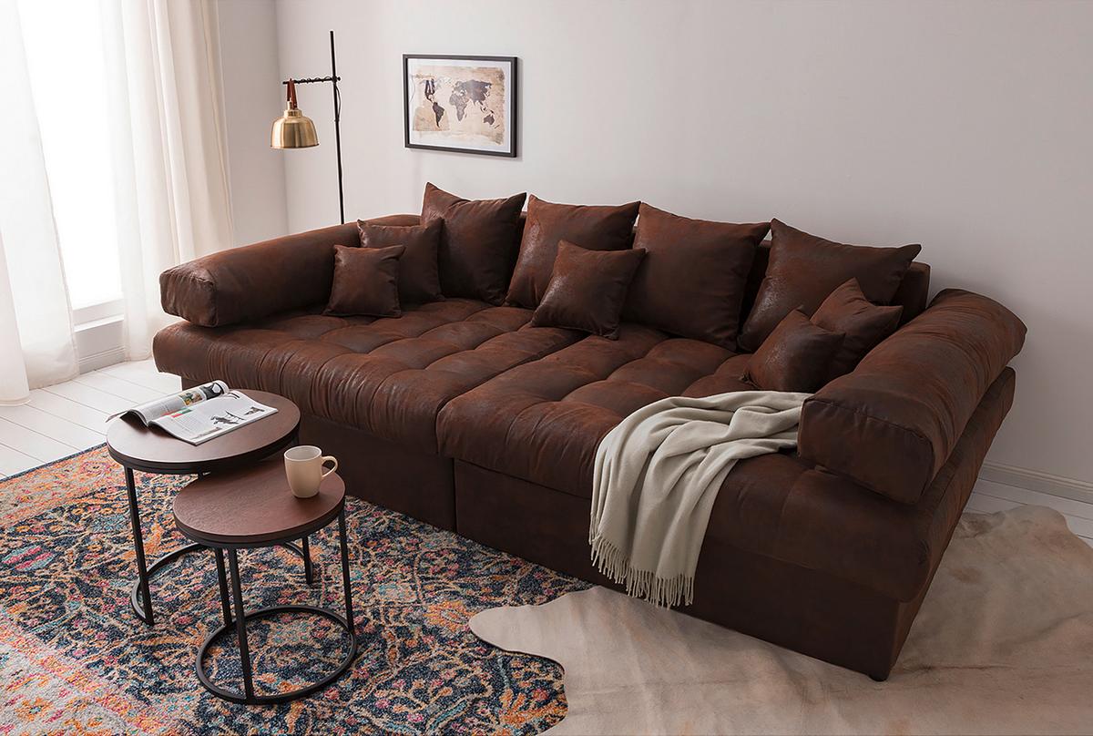 Bigsofa Naomi Dunkelbraun B: 284 Cm - Dunkelbraun/Schwarz, Design, Textil (284/94/148cm) - Livetastic