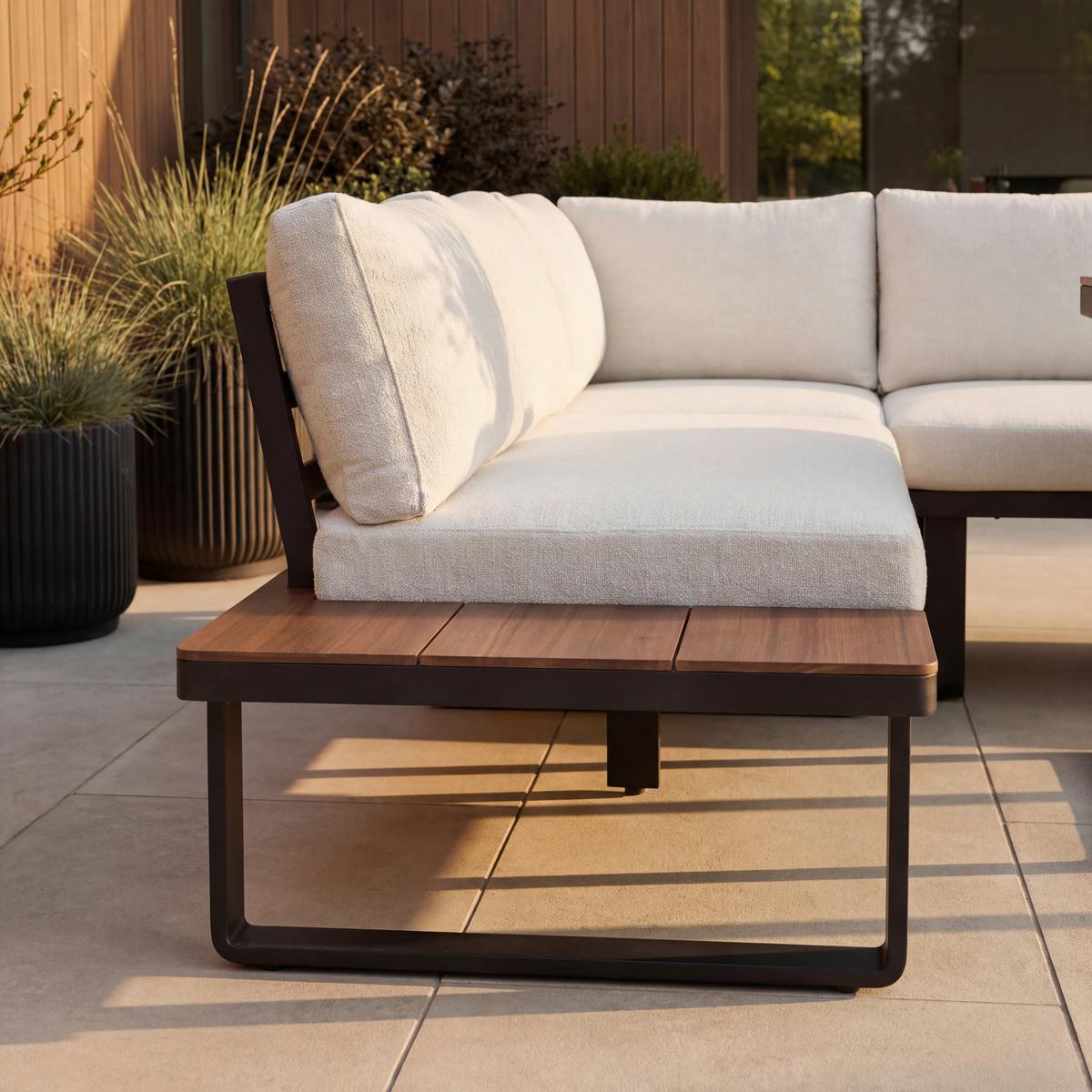 JEDÁLENSKÁ TERASOVÁ SÚPRAVA GIANNA - čierna/krémová, Modern, kov/drevo (221/71/76cm) - Bessagi Garden