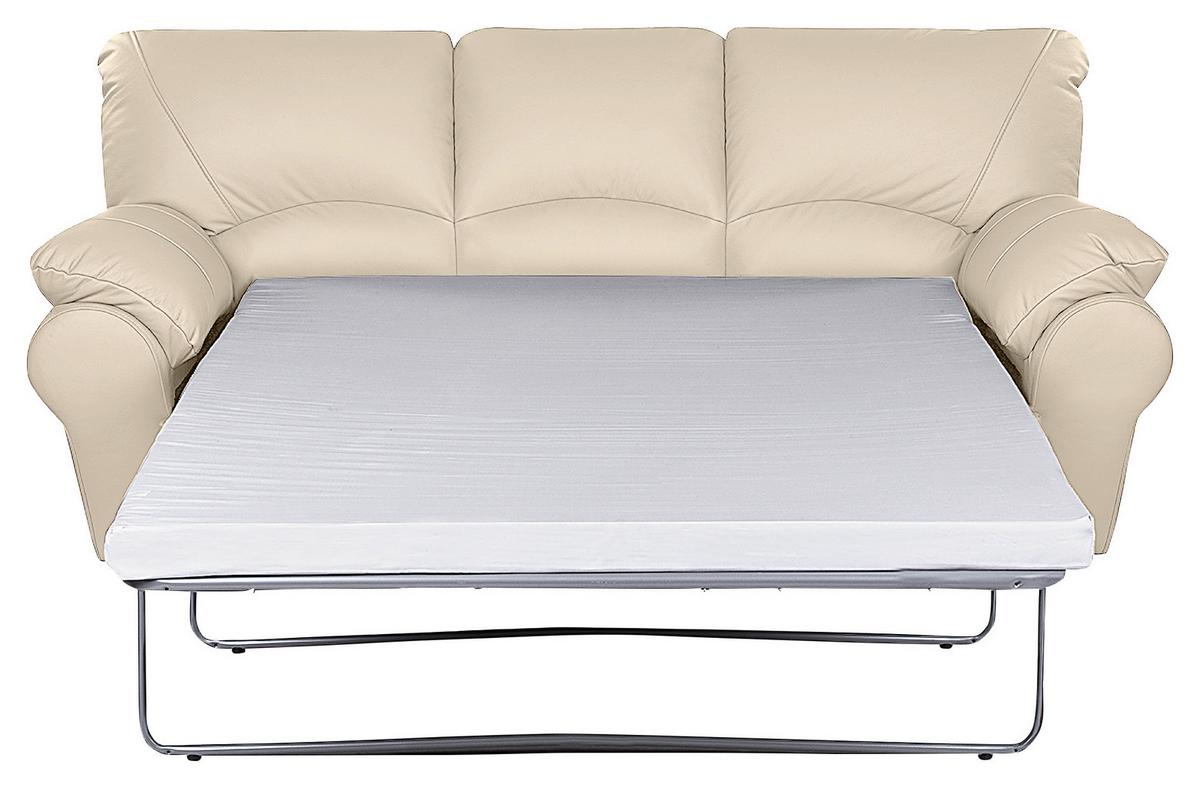 Schlafsofa Oslo, Beige B: 205 Cm - Beige/Schwarz, Design, Leder (205/92/85cm) - Livetastic