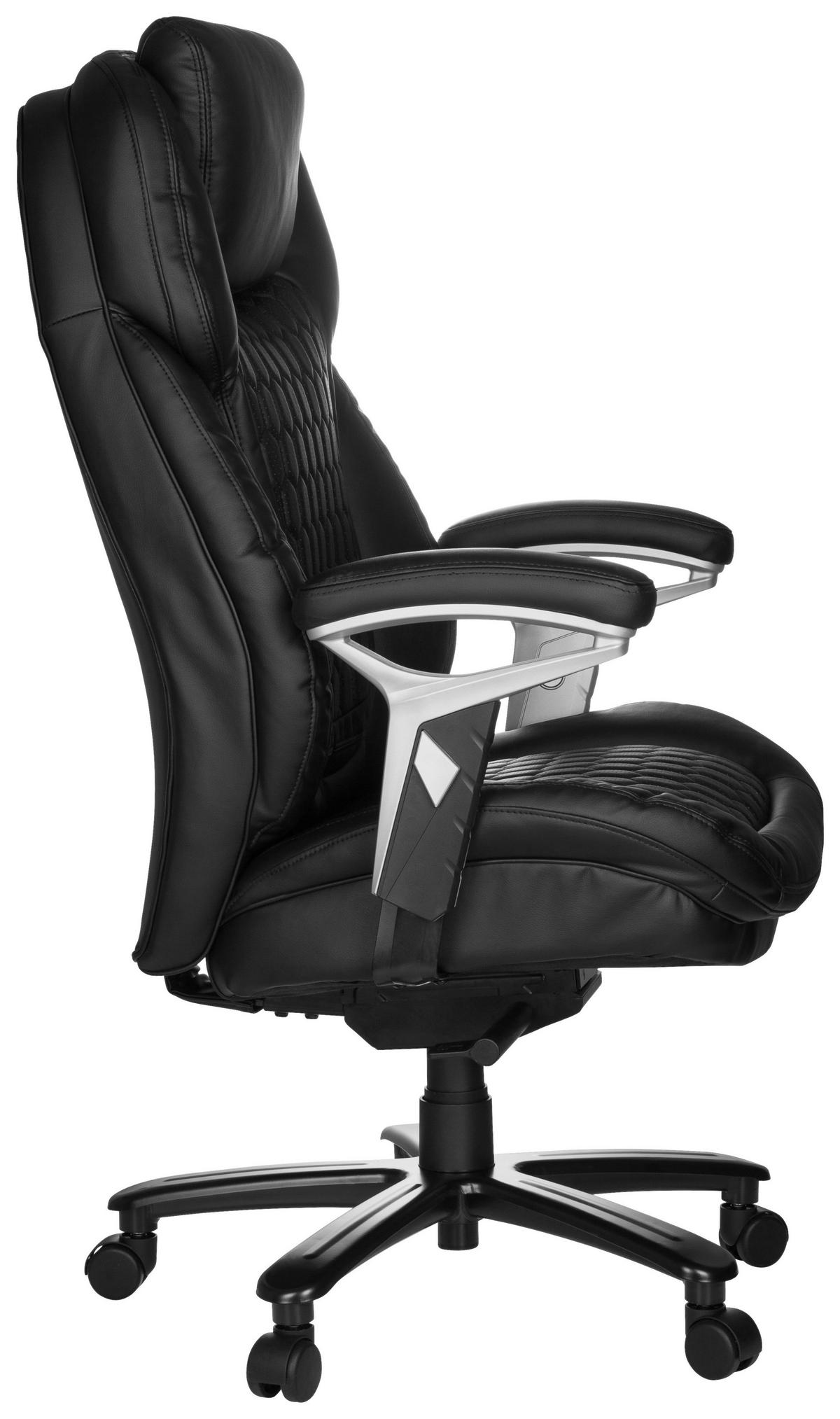 Chefsessel Xxl Pullmann Schwarz - Silberfarben/Schwarz, MODERN, Kunststoff/Textil (73/138/85cm) - MID.YOU