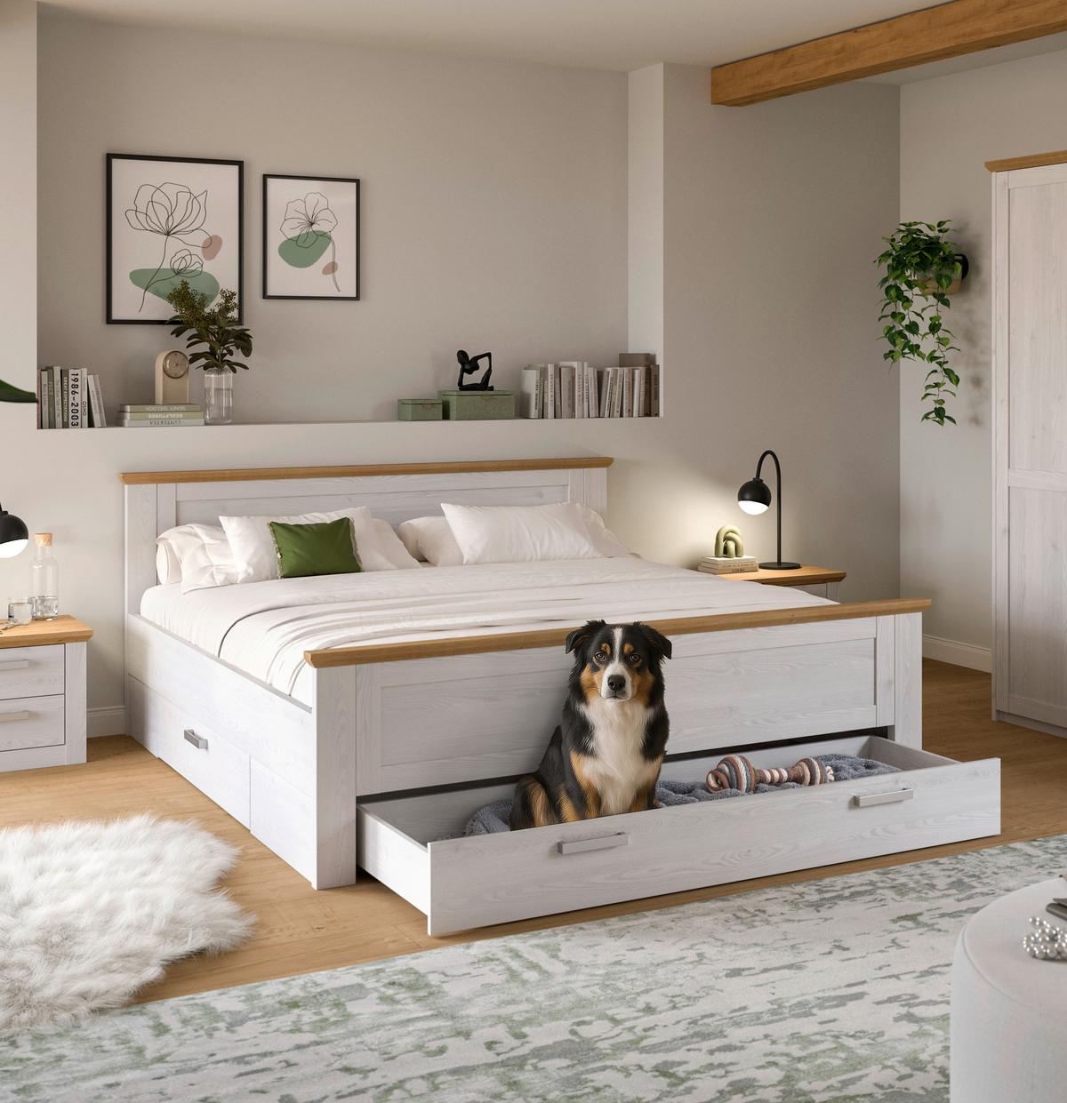 Schlafzimmer Verona Lärchefarben/Eiche D. 4-Teilig - Lärchefarben/Eiche Artisan, ROMANTIK / LANDHAUS, Holzwerkstoff - Livetastic