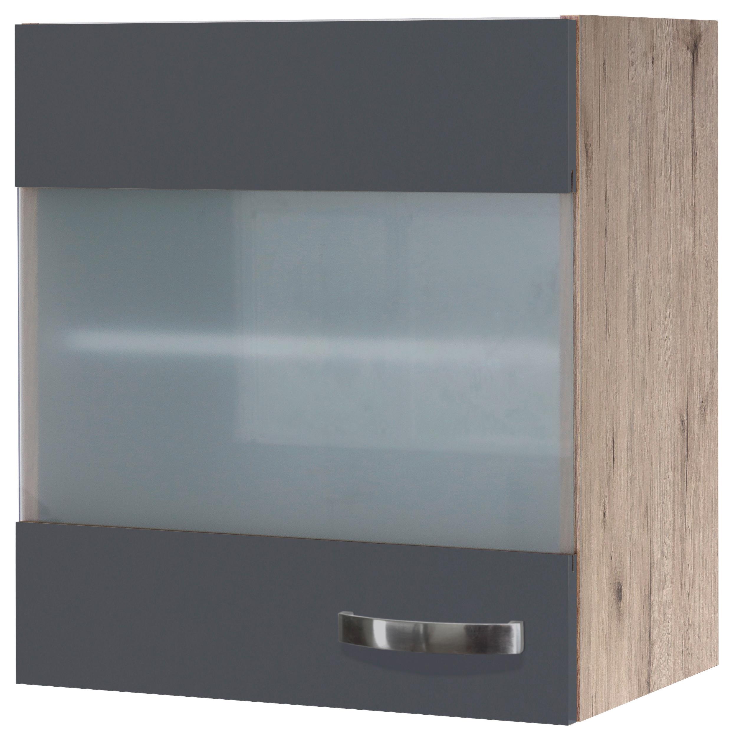 Hängeschrank Shadow B: 50cm Basaltgrau + Glas