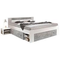 Bettanlage Mit Stauraum 180x200 Cm Stefan Betonoptik - Weiß/Grau, MODERN (180/200cm) - MID.YOU