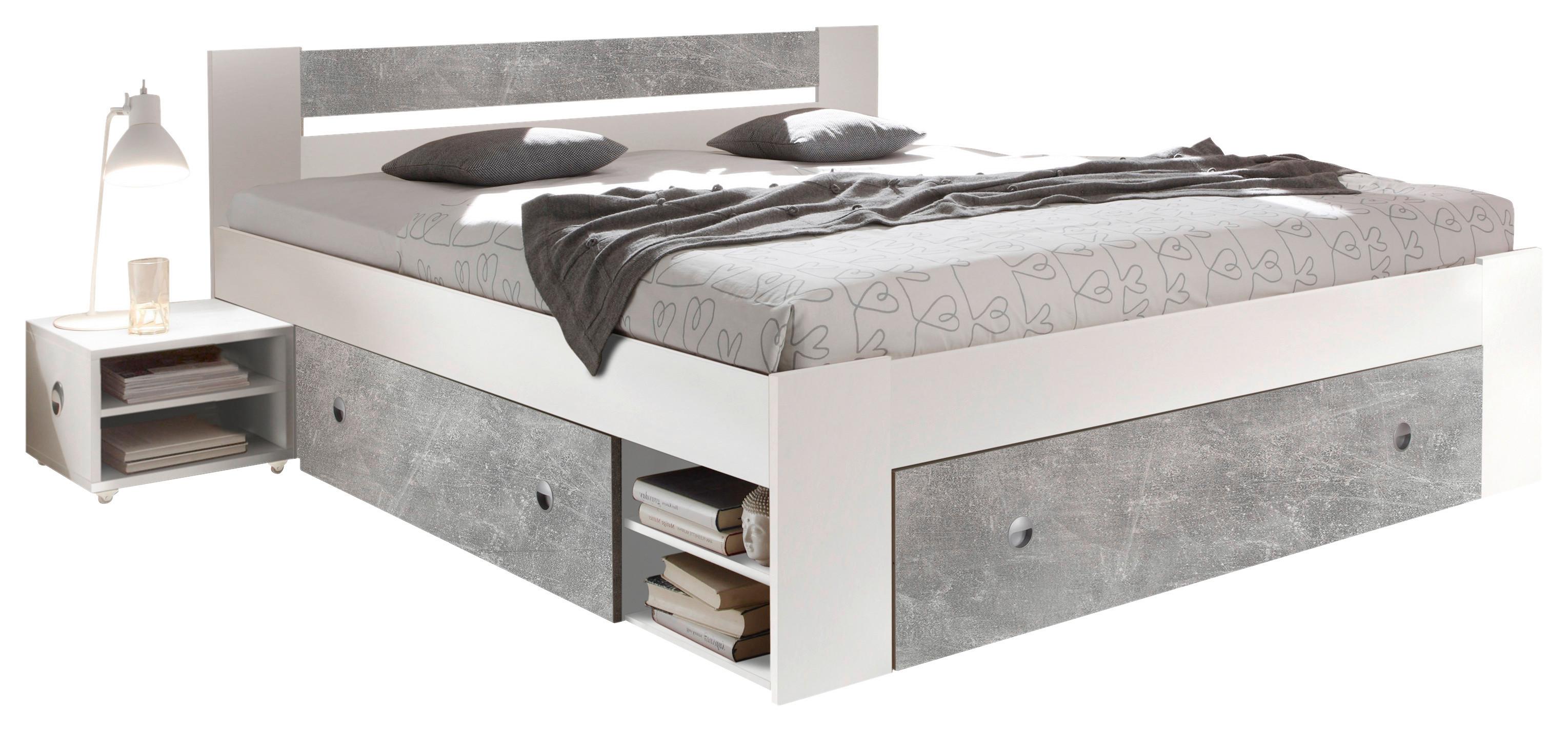 Bettanlage Mit Stauraum 180x200 Cm Stefan Betonoptik