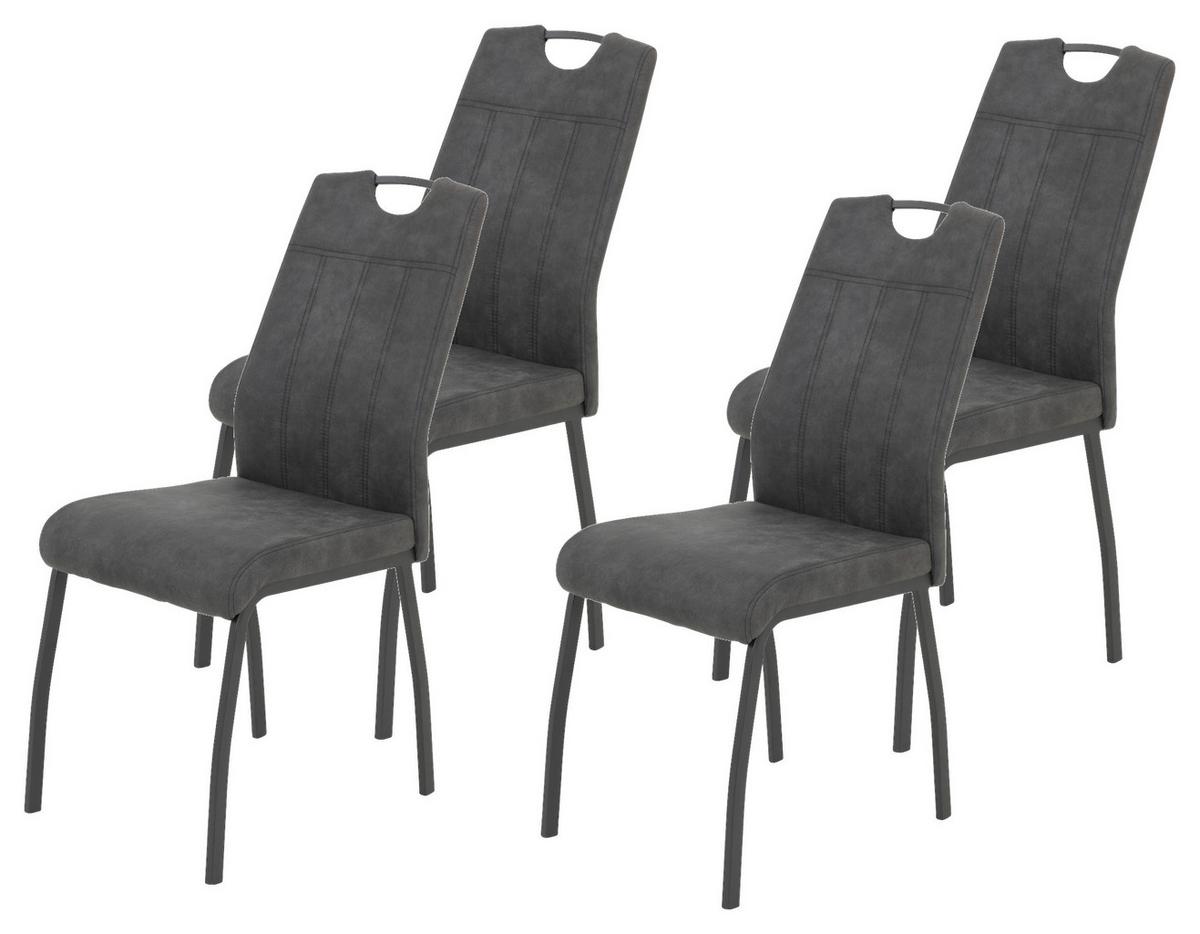 Stuhl-Set Elif II S Anthrazit - Anthrazit/Grau, MODERN, Textil/Metall (44/96/64cm) - MID.YOU