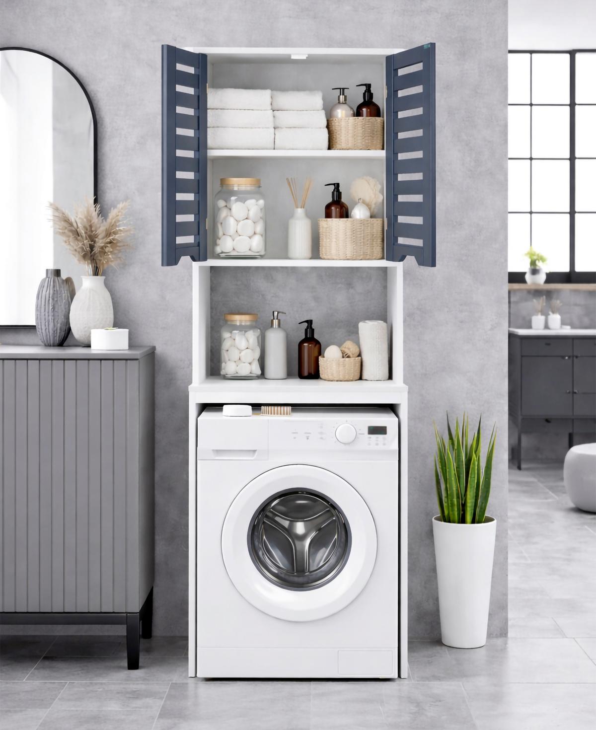 WASCHMASCHINENSCHRANK Flonali Weiß/Anthrazit B: 63cm - Anthrazit/Weiß, Trend, Holzwerkstoff (63/179/23cm) - MID.YOU
