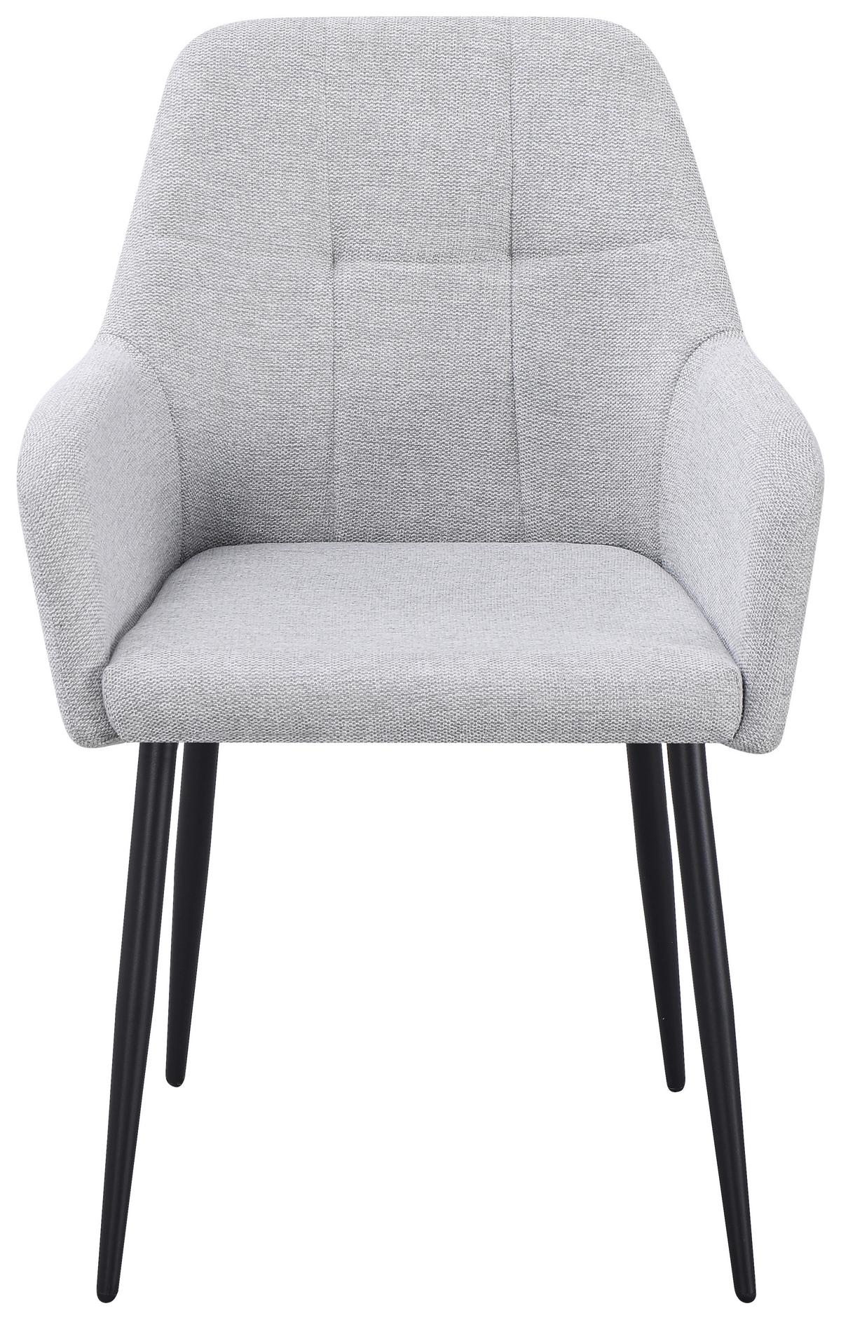 Armlehnstuhl Joe Ii Leinenoptik Hellgrau - Hellgrau/Schwarz, KONVENTIONELL, Textil/Metall (58/86/61cm)