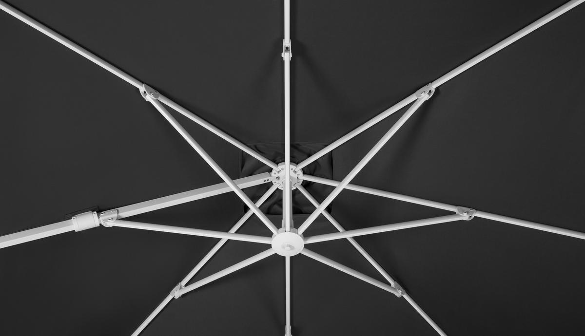 Ampelschirm Rhodos Twist Bianco BxHxT: 358x263x300cm - Anthrazit/Weiß, Basics, Textil/Metall (358/263/300cm) - Schneider
