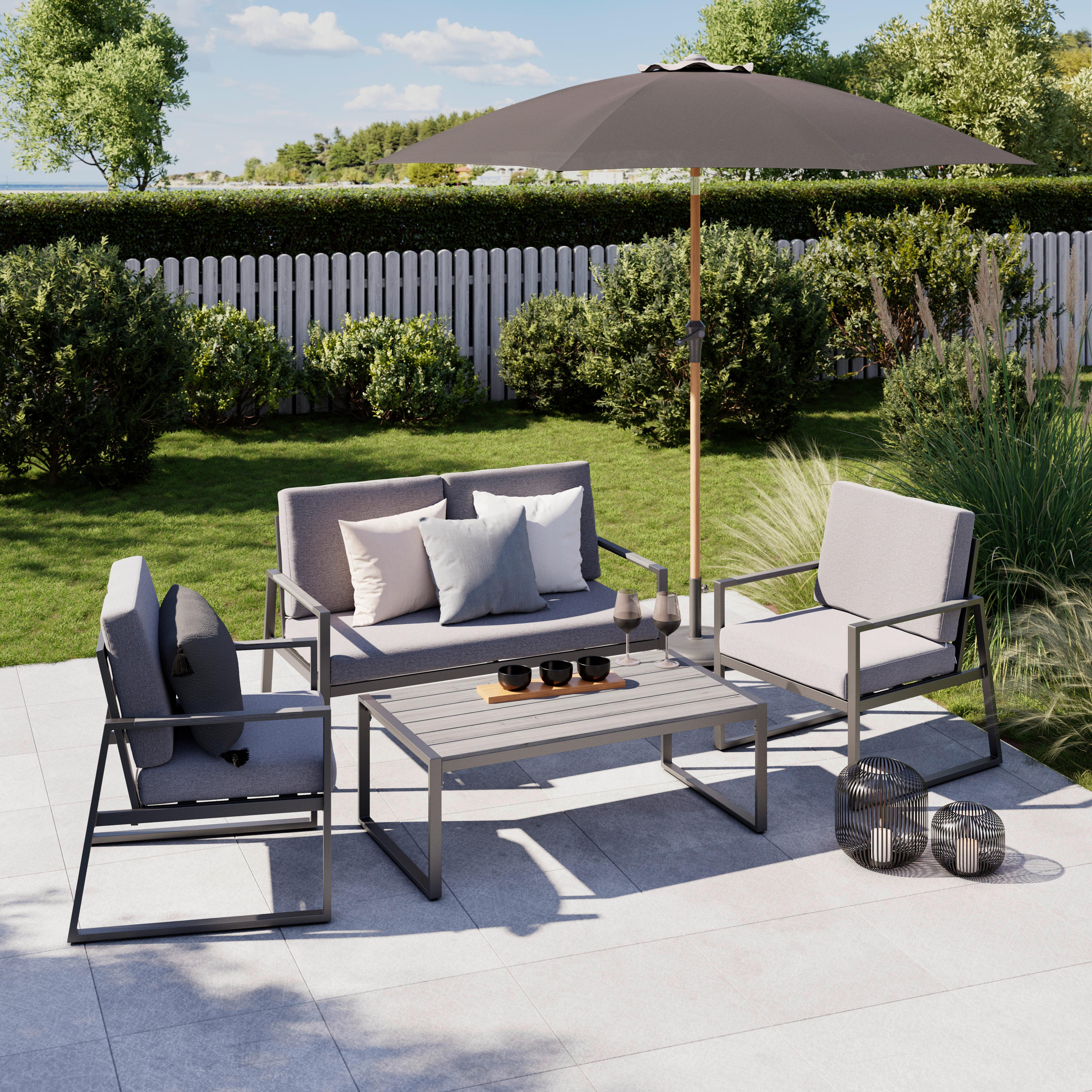 TERASOVÁ SEDACIA SÚPRAVA RAFAEL 1 - sivá/antracitová, Modern, kov/textil (128/81/72cm) - Mömax