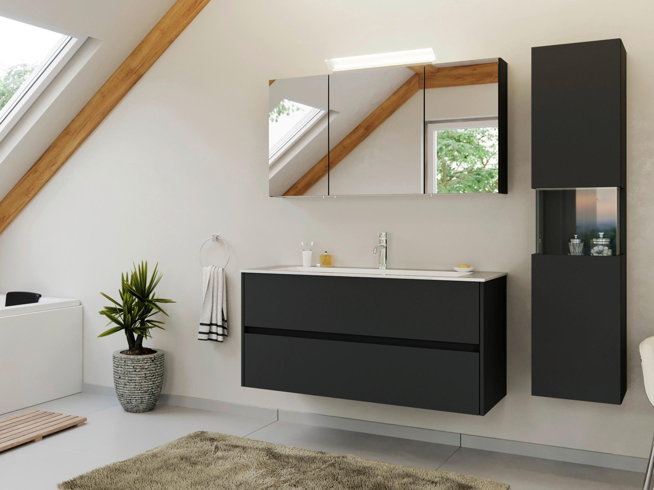 BADEZIMMER Limes, Graphitfarben B: 120 cm - Graphitfarben/Weiß, Basics, Holzwerkstoff/Stein (120cm) - MID.YOU