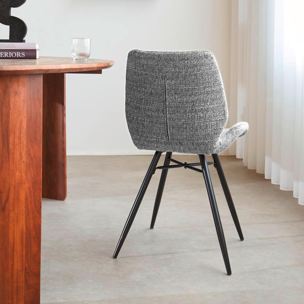 Stuhl-Set Barron Grau B: 47 cm - Schwarz/Grau, MODERN, Textil/Metall (47/82/55cm) - MID.YOU