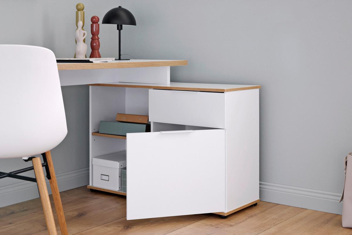 Eckschreibtisch X-Club C 40 E - Eichefarben/Weiß, MODERN, Holzwerkstoff (140/95/76cm) - Livetastic
