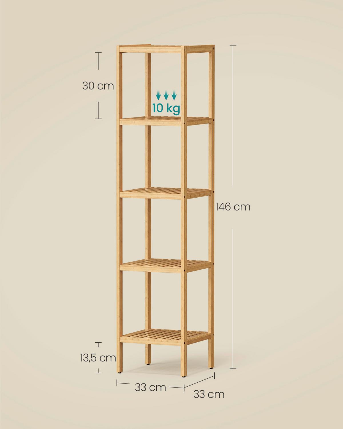 Badezimmerregal Naturfarben B: 33 Cm - Naturfarben, Basics, Naturmaterialien (33/146/33cm)