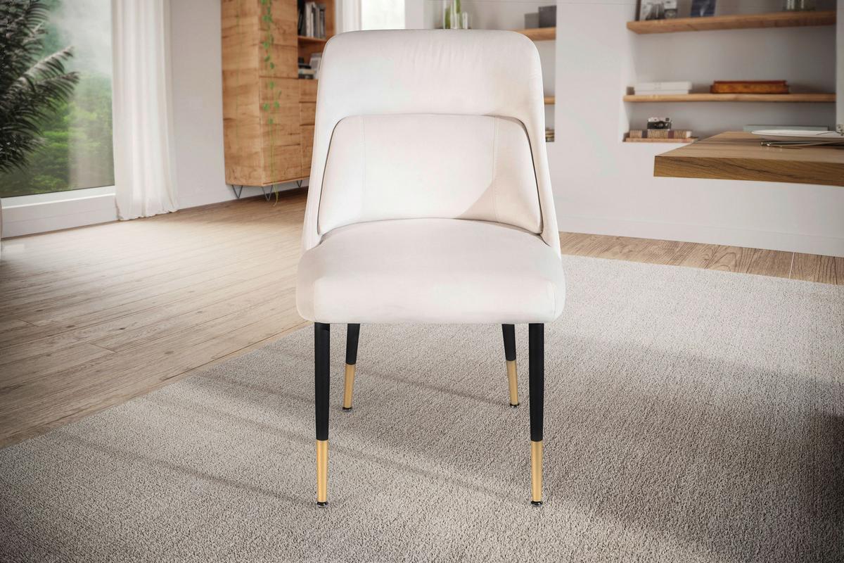 Stolička béžová/zlatá - čierna/zlatá, Design, kov/textil (49/85/56cm) - Livetastic