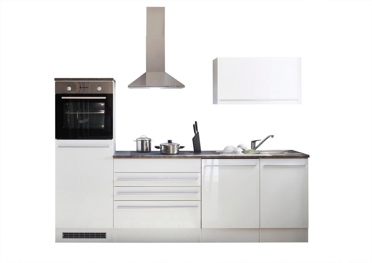 Küchenzeile Jazz 6 mit Geräten 260 cm Weiß - Anthrazit/Weiß, LIFESTYLE, Holzwerkstoff (260cm) - P & B