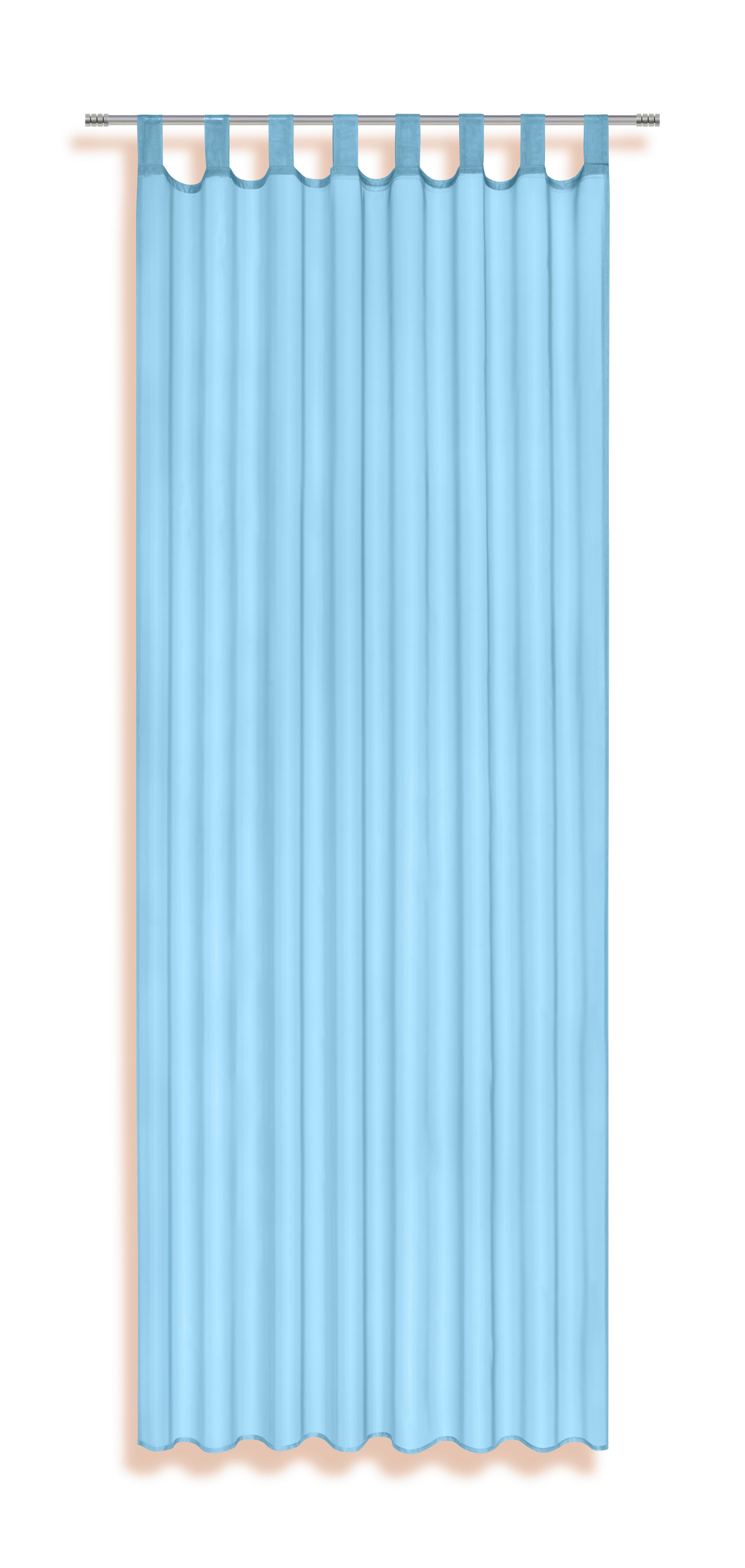 Vorhang mit Schlaufen und Band Utila B: 140 cm, Aqua - Türkis, KONVENTIONELL, Textil (140/245cm) - Ondega