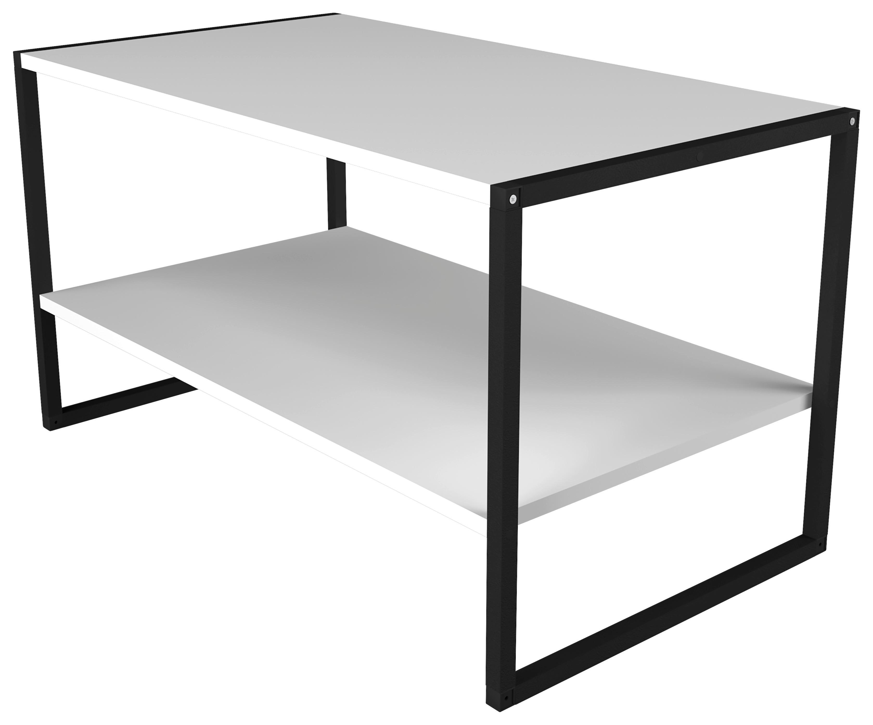 Couchtisch Insasi Weiß Schwarz - Schwarz/Weiß, Design, Holzwerkstoff/Metall (90/50/50cm) - MID.YOU