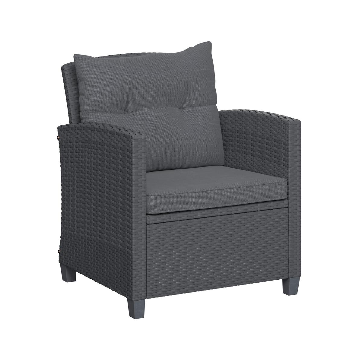 Loungegarnitur Nelson - Schwarz, MODERN, Glas/Kunststoff - Beldano