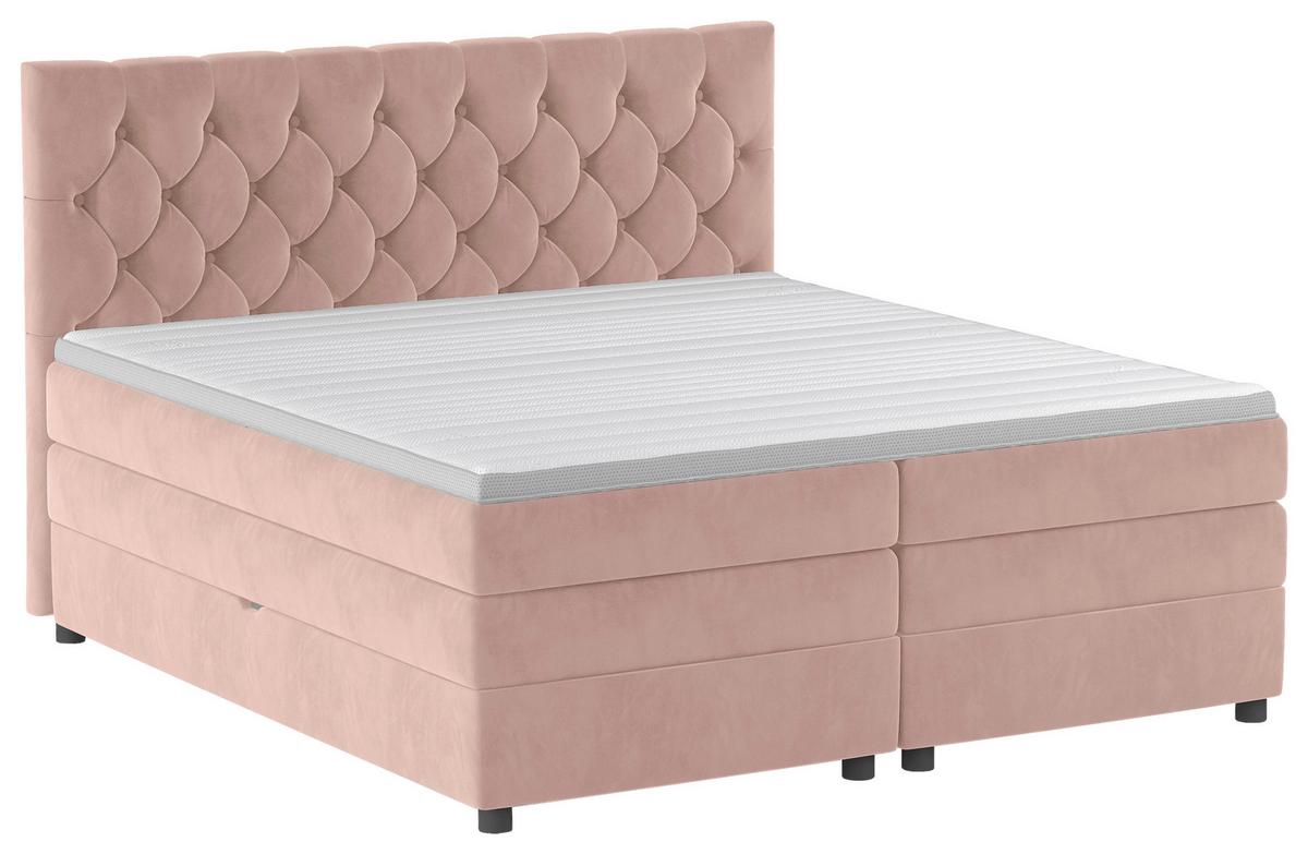 Boxspringbett Swing 14 Altrosa 180x200 Cm H2 - Schwarz/Altrosa, ROMANTIK / LANDHAUS, Textil (184/121/212cm) - James Wood