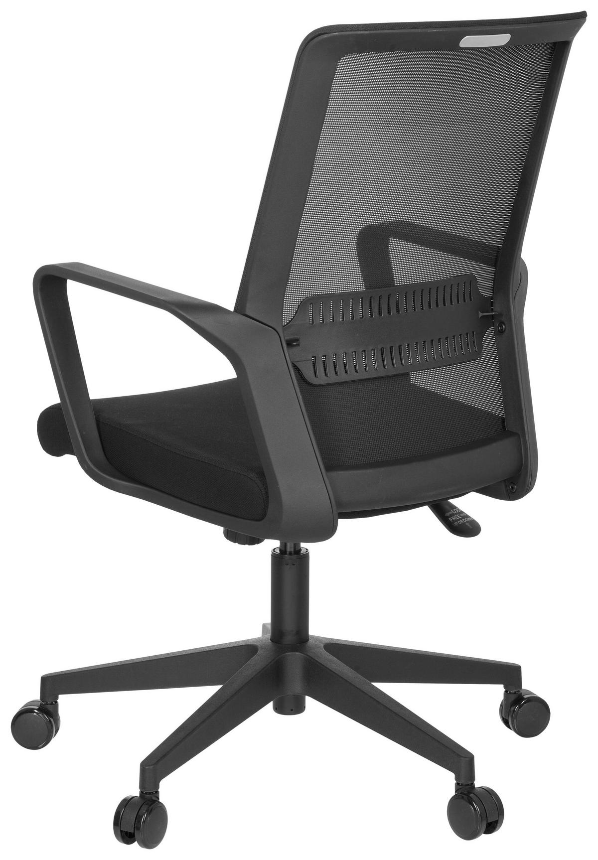 Bürostuhl Preston Schwarz - Schwarz, Basics, Kunststoff/Textil (58/110/52cm) - MID.YOU