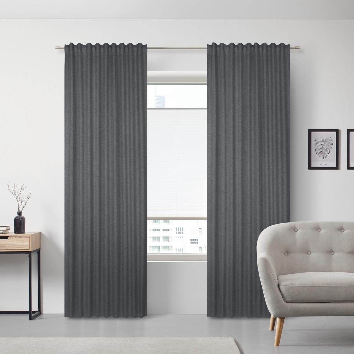 HOTOVÝ ZÁVĚS ULRICH -EXT- -TOP- - antracitová, textil (135/245cm) - Modern Living
