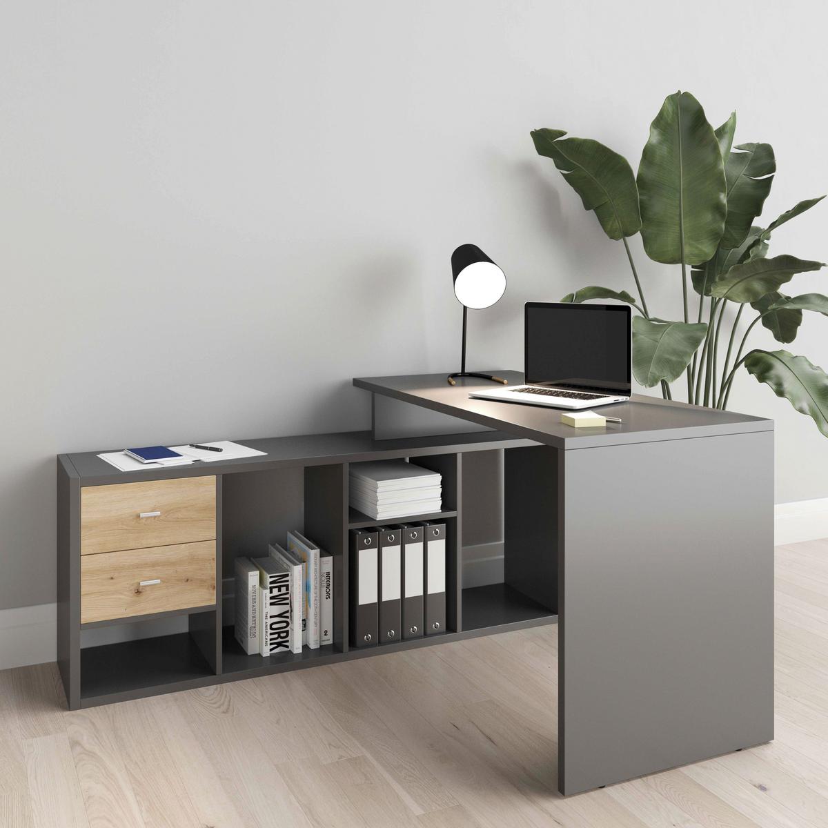 Schreibtisch Fortuna - Grau, Basics, Holzwerkstoff (120/58/75cm) - MID.YOU