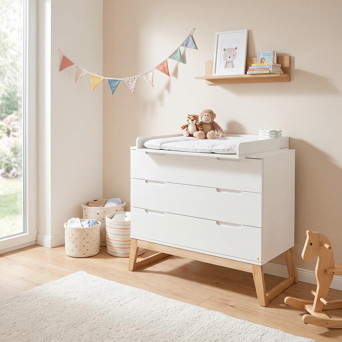 WICKELKOMMODE 133466B BRIDGE - Eschefarben/Weiß, Design, Holz/Holzwerkstoff (120/101/77cm) - Pinolino