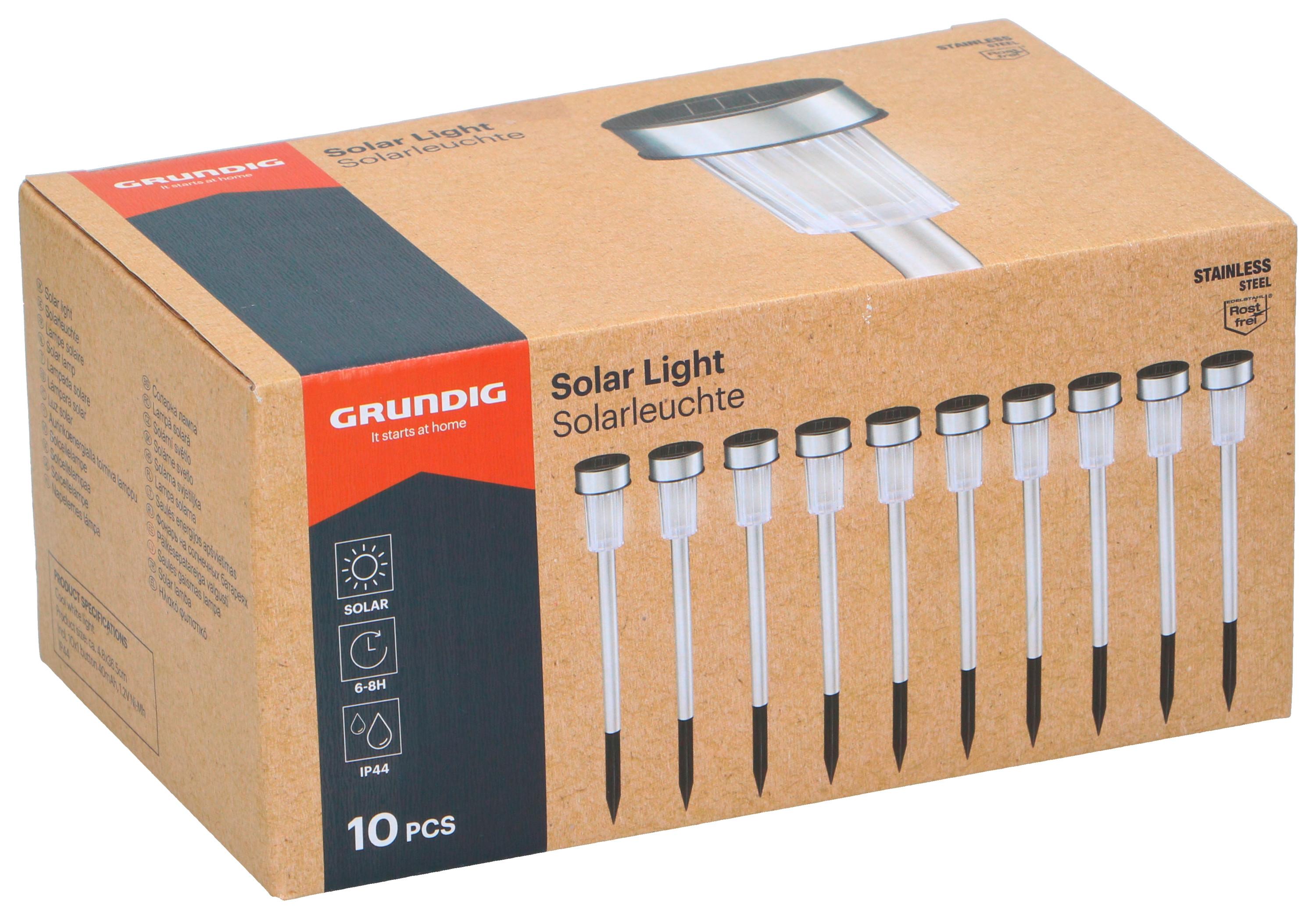 Solarleuchte Grundig Solarleuchte 10er-Set - Silberfarben/Schwarz, Basics, Kunststoff/Metall (20.5/12.5/10cm) - Grundig