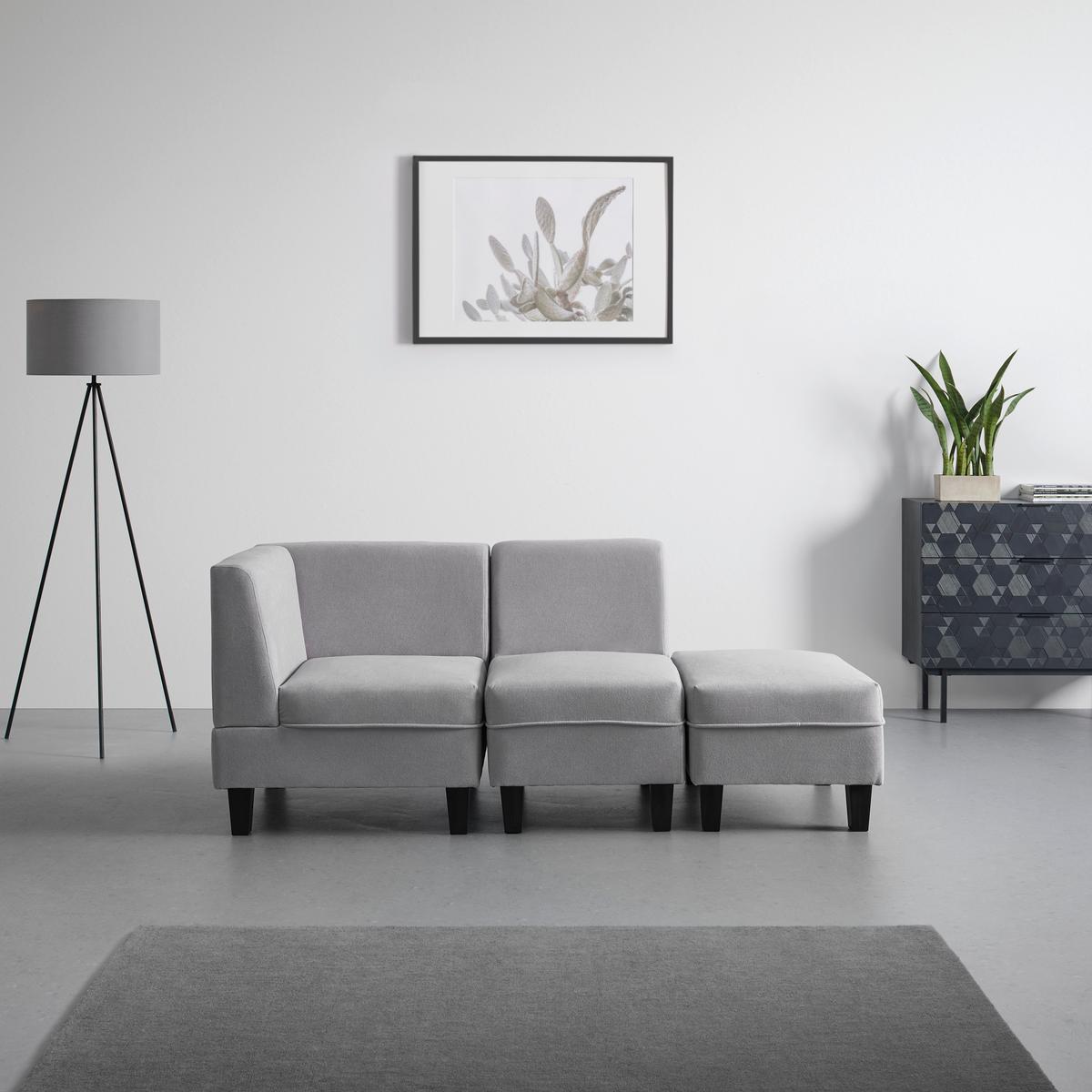 Rohový díl pohovky Lima světlešedá - černá/světle šedá, Moderní, dřevo/textil (64/74/64cm) - Bessagi Home