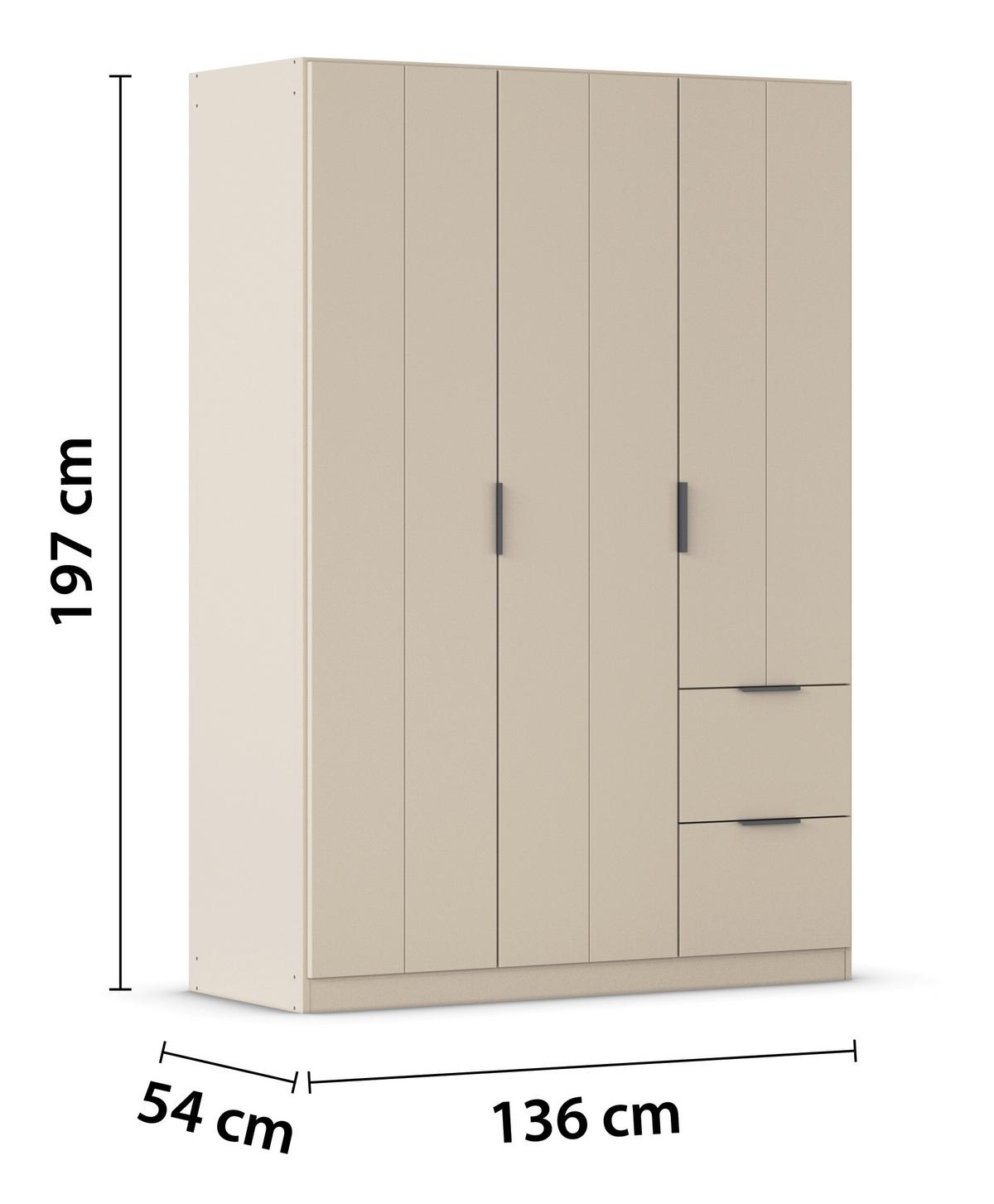 DREHTÜRENSCHRANK Ella Champagner B: 136cm - Champagner, MODERN, Holzwerkstoff (136/197/54cm) - Rauch Möbel