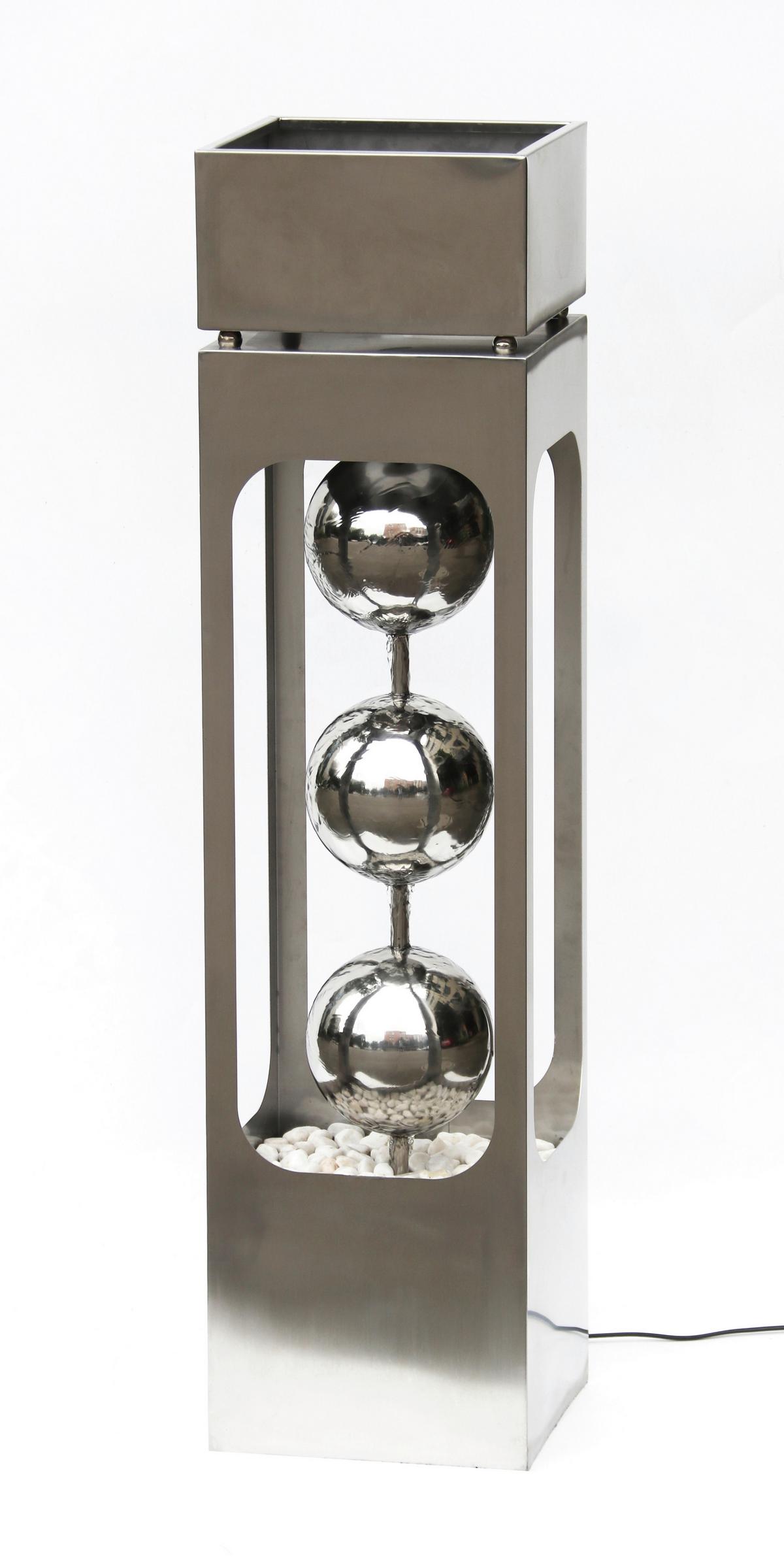 Blumensäule Edelstahl Silberfarben Kaskade - Silberfarben, Basics, Metall (25/100/25cm)