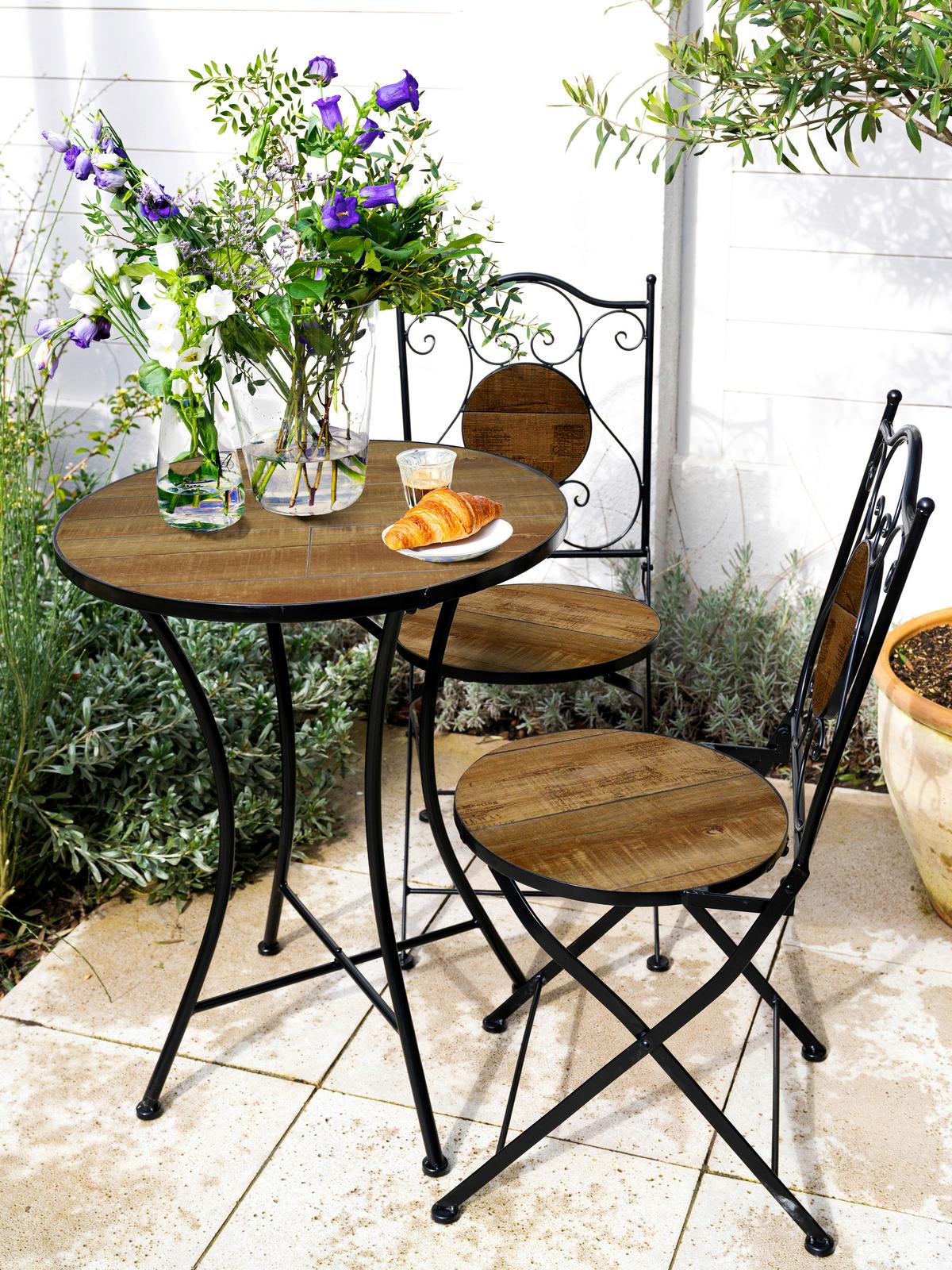 Gartenset Amelie Wood Style - Schwarz/Braun, Basics, Keramik/Metall (60/75cm) - Ambia Garden